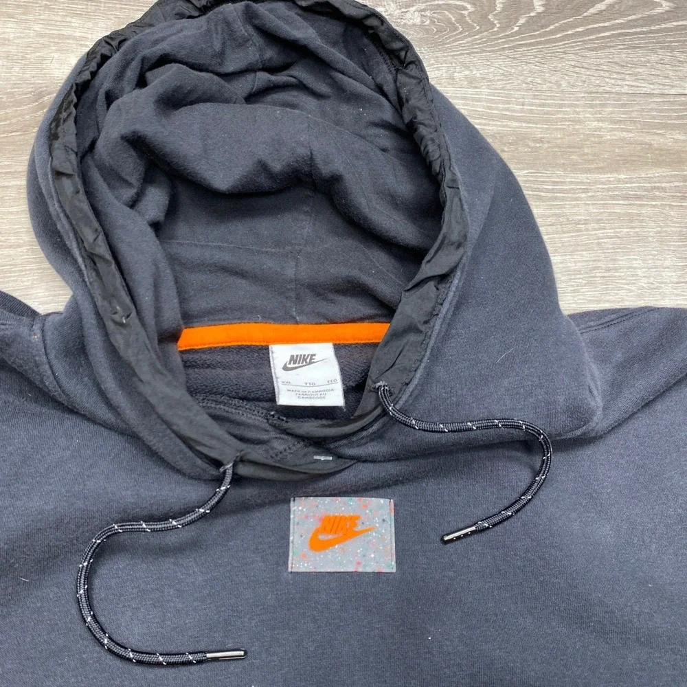 Nike Hoodie Mens 2XL Black Speckled Logo Fleece Pullover DX2324-010 Athletic